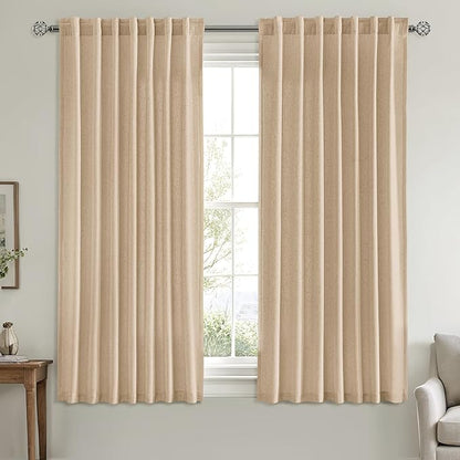MIULEE Non-See-Through Privacy Linen Curtains 2 Panels, Light Filtering Window - Image 3