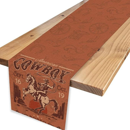 Western Cowboy Table Runner, Rustic Country Cowboy American Wild West Riding - Image 4