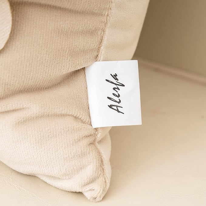 Alerfa 3D Flower Handmade Throw Pillow Cover Decorative Beige Velvet Pillowcase - Image 7