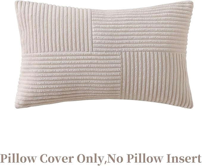 Beige Lumbar Throw Pillow Covers 12x20 inch, Farmhouse Home Decor, Boho - Image 4
