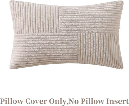 Beige Lumbar Throw Pillow Covers 16x24 inch, Farmhouse Home Decor, Boho - Image 3