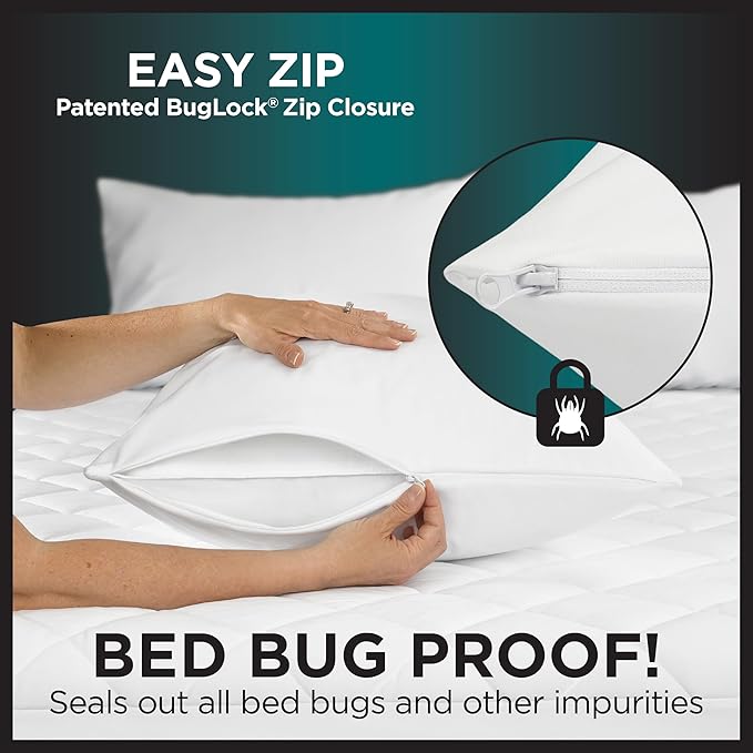 Protect-A-Bed AllerZip Queen 20" x 30" Pillow Protectors, Bed Bug and Dust Mite - Image 3