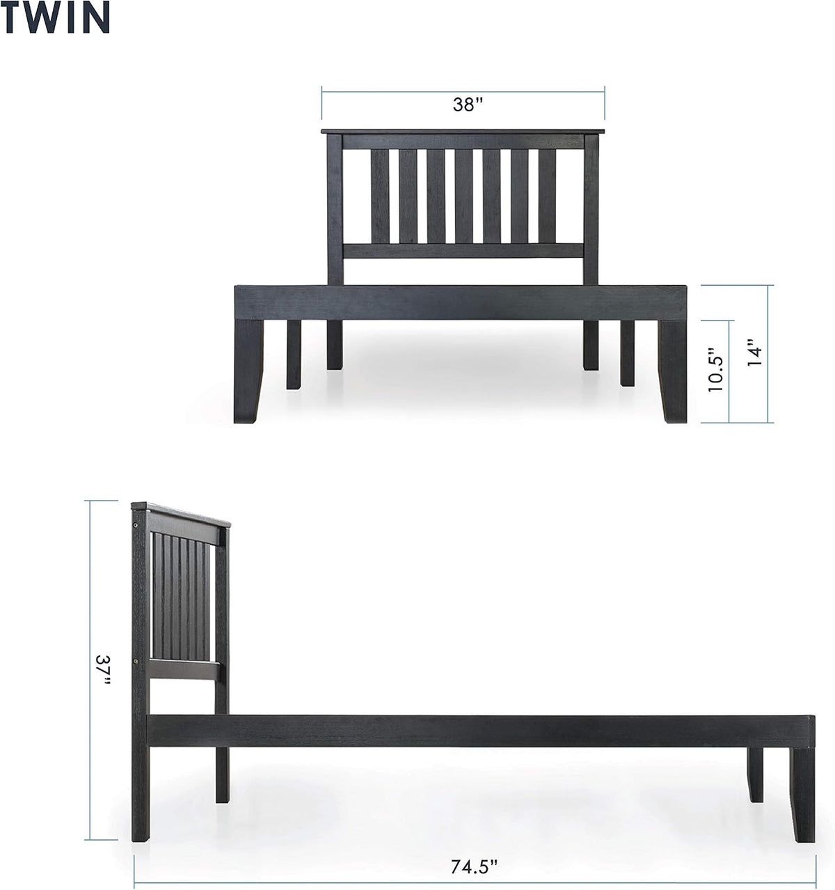mellow marley 14 inch solid wood platform bed shown in use