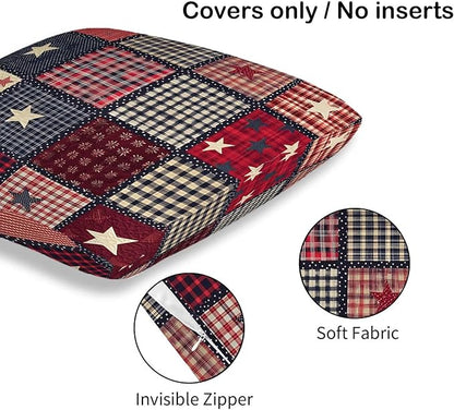 Flag Patchwork Print Throw Pillow Covers Set of 2 | 18x18 Inches Cushion Cases - Image 6