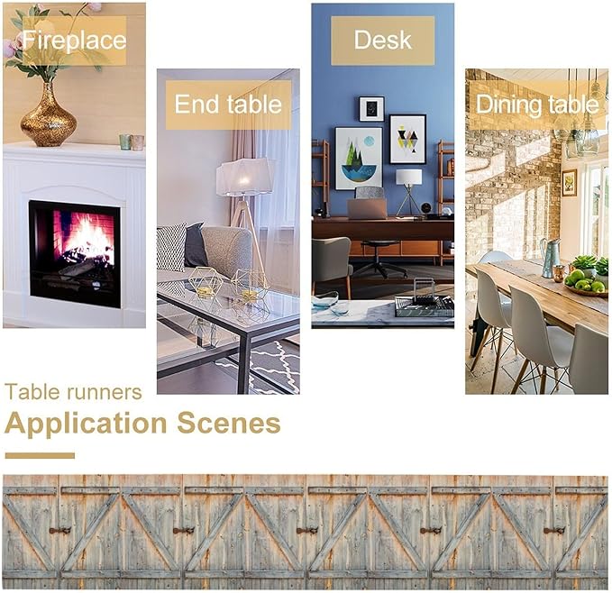 Rustic Barn Door Table Runner Farmhouse Wooden Wood Vintage Plank Country - Image 6