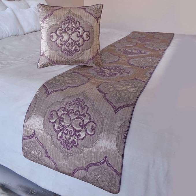 The HomeCentric King/Queen/Twin Purple Decorative Twin 53"x18" Bed Runner by TheHomeCentric