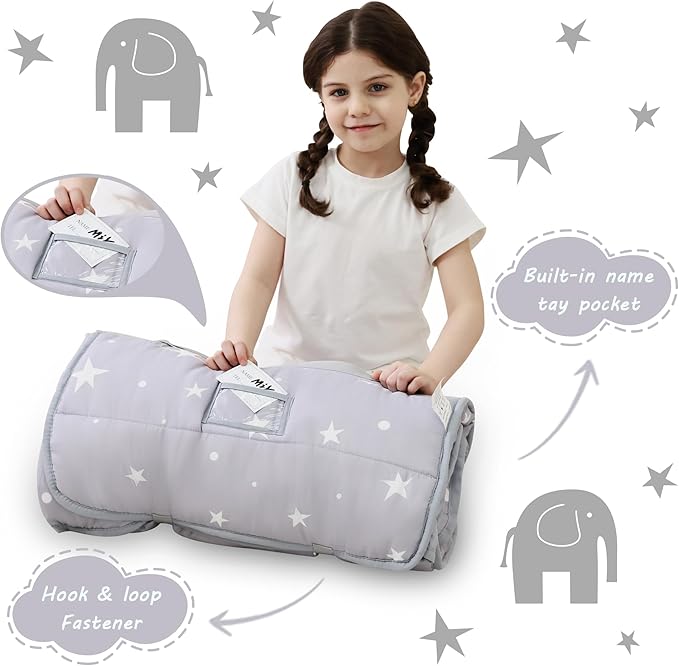 Toddler Nap Mat with Pillow and Blanket, Extra Large Rolled Napping Mats - Image 3