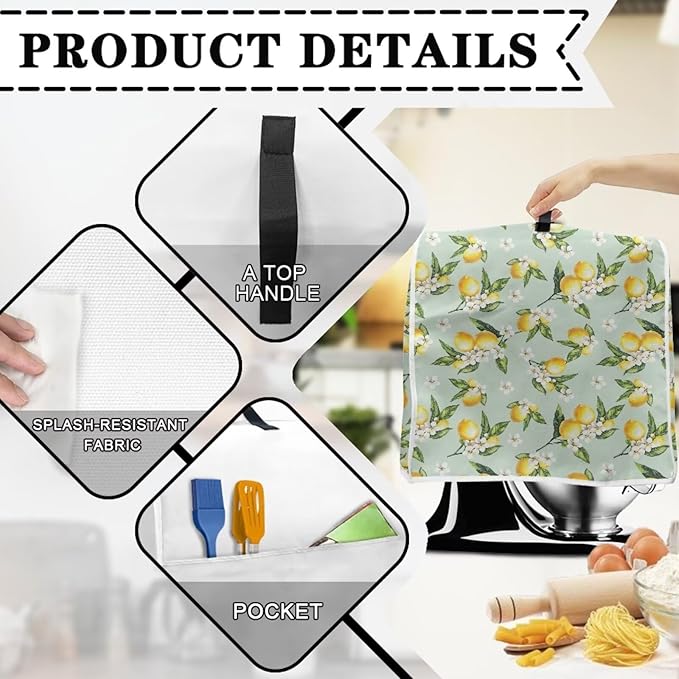 Lemon Mixer Cover for Kitchen Aid 4.5-5 Quart Stand Mixers, Universal Kitchen - Image 3