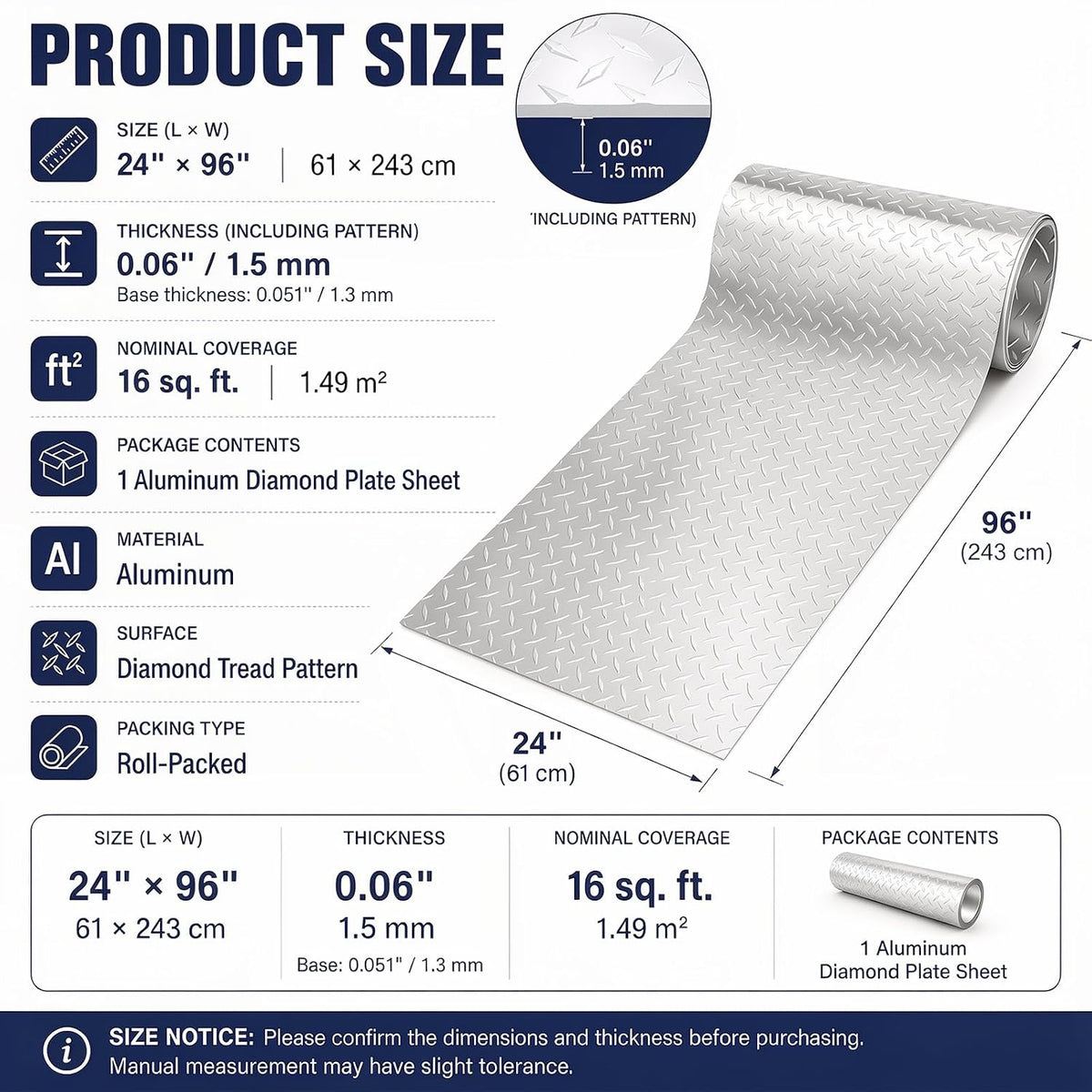 yaocom 1 pcs aluminum diamond plate sheet, 24'' shown in use