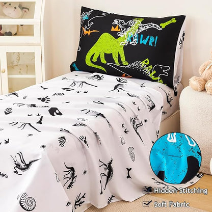 PERFEMET Twin Kids Bedding Sets 4-Piece Cartoon Dinosaur Boys Comforter - Image 4