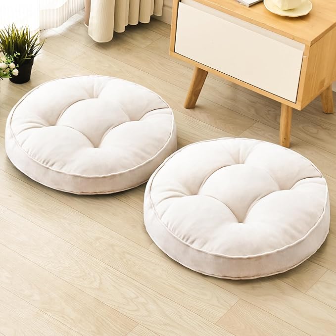 Floor Pillow Set of 2, Memory Foam Floor Cushions by 1MIDDLEONE