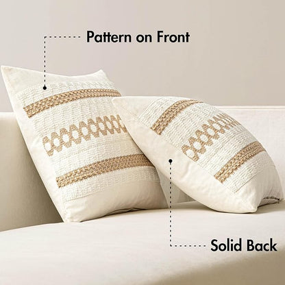 MIULEE Set of 2 Neutral Boho Decorative Pillow Covers 16x16 Inch Farmhouse - Image 6