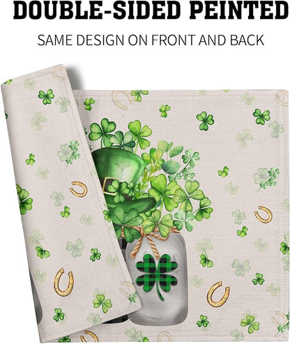 Giwawa 12"x18" Patrick Vases Placemats Set of 4 Lucky Shamrocks Horseshoes - Image 5