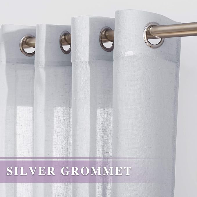 NICETOWN Linen Sheer Mist Grey Curtains - Image 2