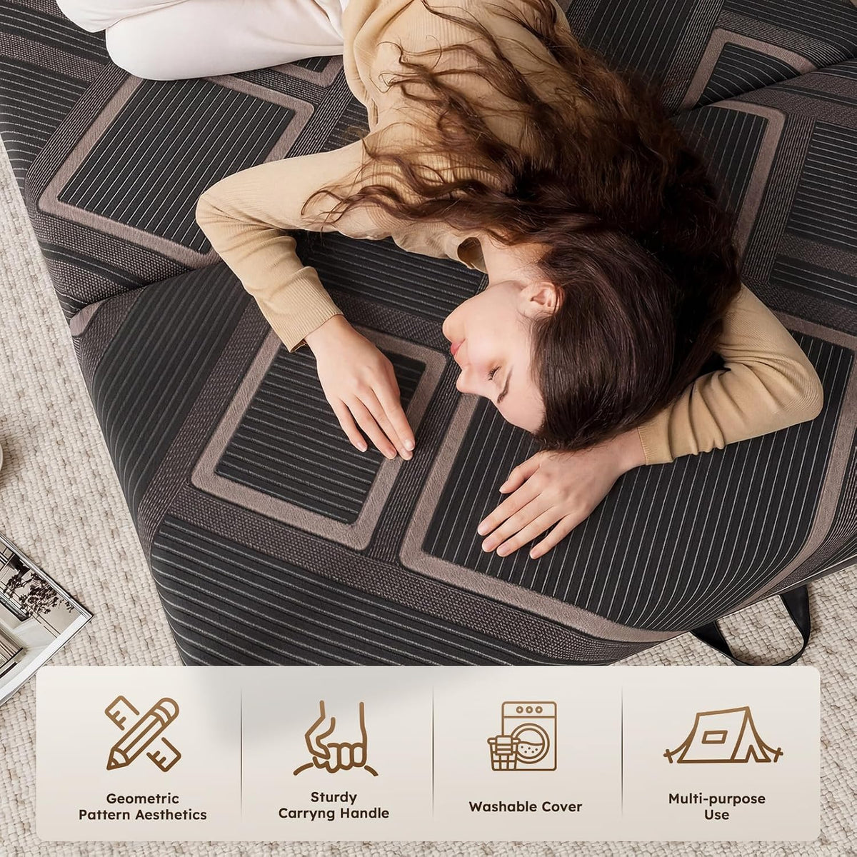 foldable mattress queen size 6 inch trifold memory showing dimensions