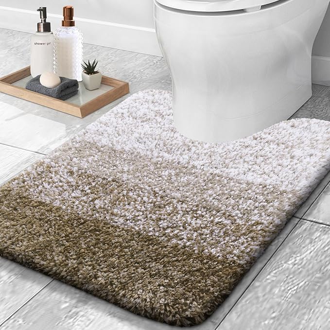 OLANLY Luxury Toilet Rugs U-Shaped 24x20, Extra Soft and Absorbent Microfiber by OLANLY