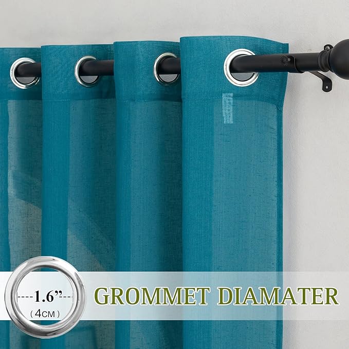 NICETOWN Semi Sheer Curtains Flax Linen Texture, Grommet Retro Linen Weave - Image 4