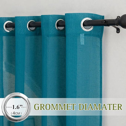 NICETOWN Semi Sheer Curtains Flax Linen Texture, Grommet Retro Linen Weave - Image 4