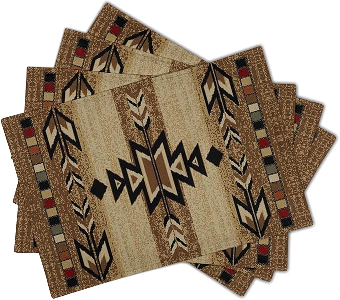 Giwawa Southwestern Placemats Rustic Tribal Geometric Decorative Table Mat - Image 2