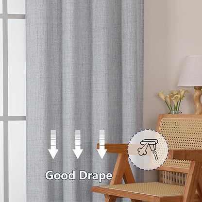 Gwine Gray Kitchen Curtains 24 Inch Length 2 Panels, Light Filtering Textured - Image 6