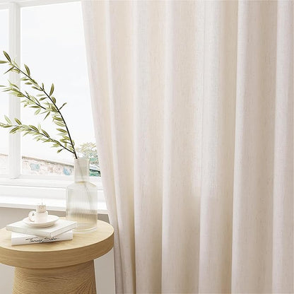 105 Inch Extra Long Curtains Boho Cream Semi Sheer Light Filtering Curtain - Image 4