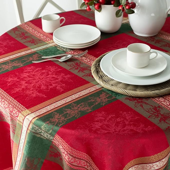 Benson Mills Heavyweight Yarn Dyed Jacquard Fabric Plaid Table Cloth, - Image 2