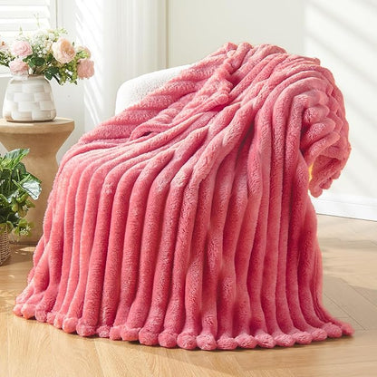 NEWCOSPLAY Super Soft Throw Blanket Coral Pink Premium Silky Flannel Fleece 3D by NEWCOSPLAY