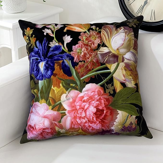 European Classic 20x20 Floral Oil Painting Pillow Cover, Double-Sided Plush - Image 2