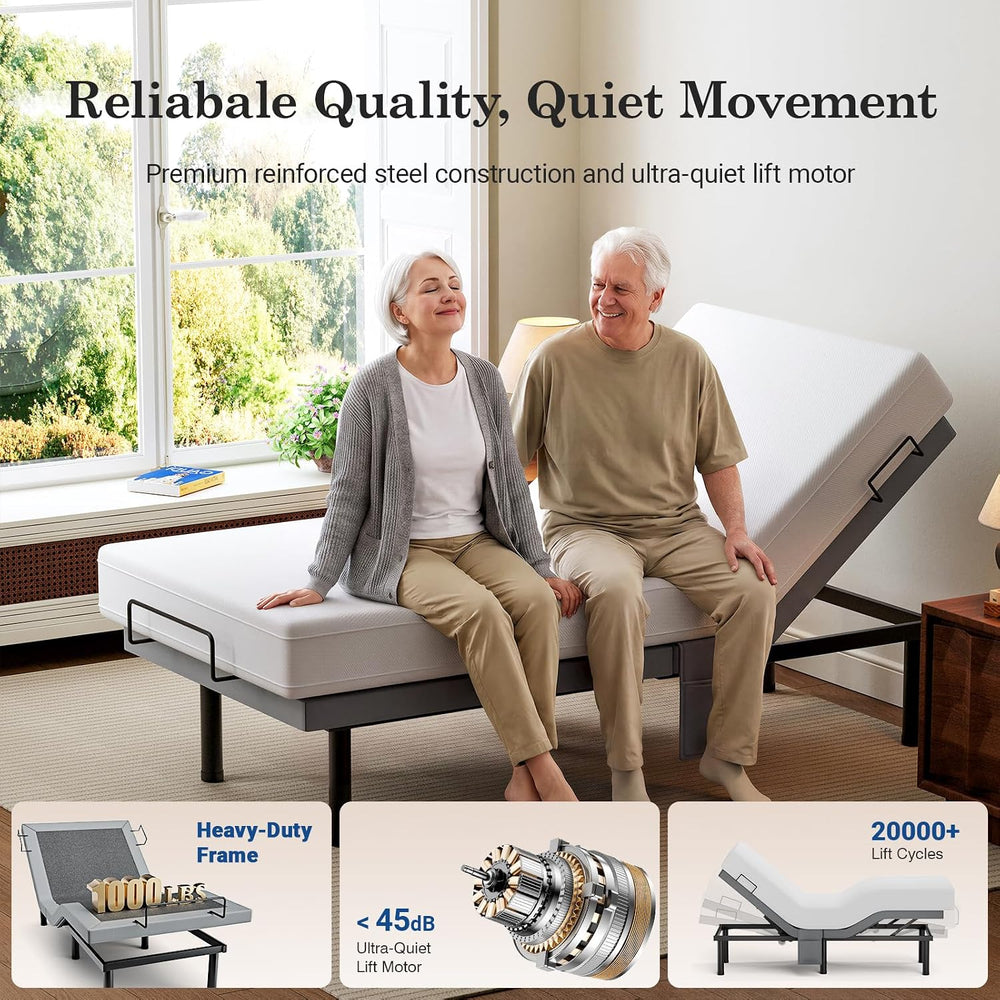 Split King Adjustable Bed Frame with Adjustable Legs, Electric Bed Base Frame...