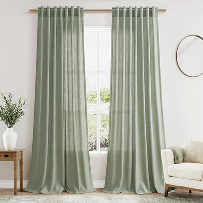 Nanspring Linen Curtains 108 Inches Long by Nanspring