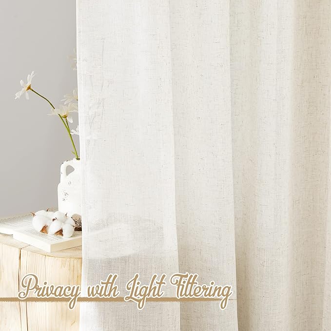 NICETOWN Linen Sheer Curtains Flax - Image 5