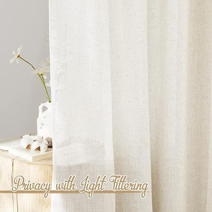 NICETOWN Semi Sheer Linen Burlap Curtains - Image 2