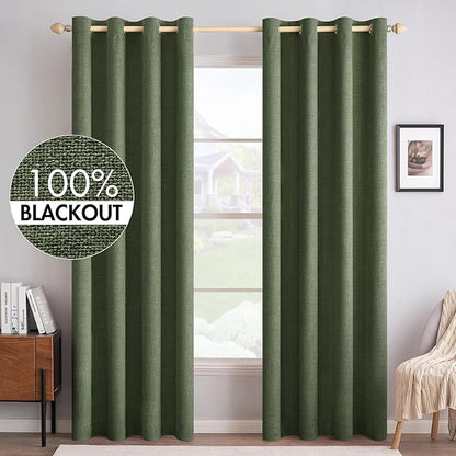 MIULEE 100% Blackout Linen Textured Curtains by MIULEE