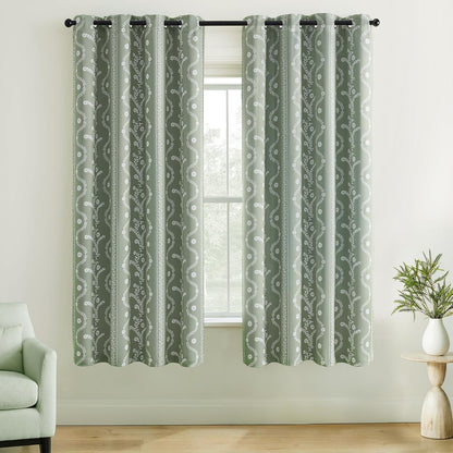 limon home black out curtains 63 inch long,sage, close-up detail