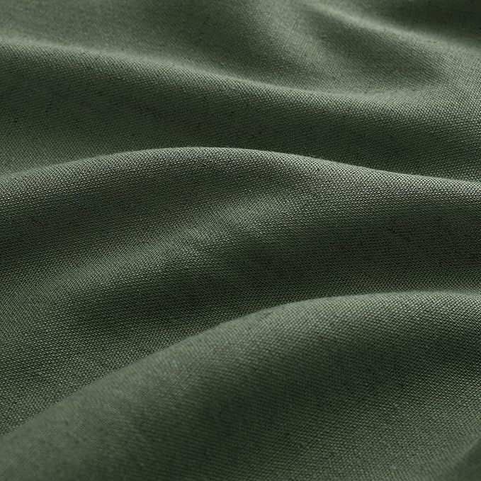 Olive Green Pinch Pleat Linen Curtains 45 Inch Long - Image 2