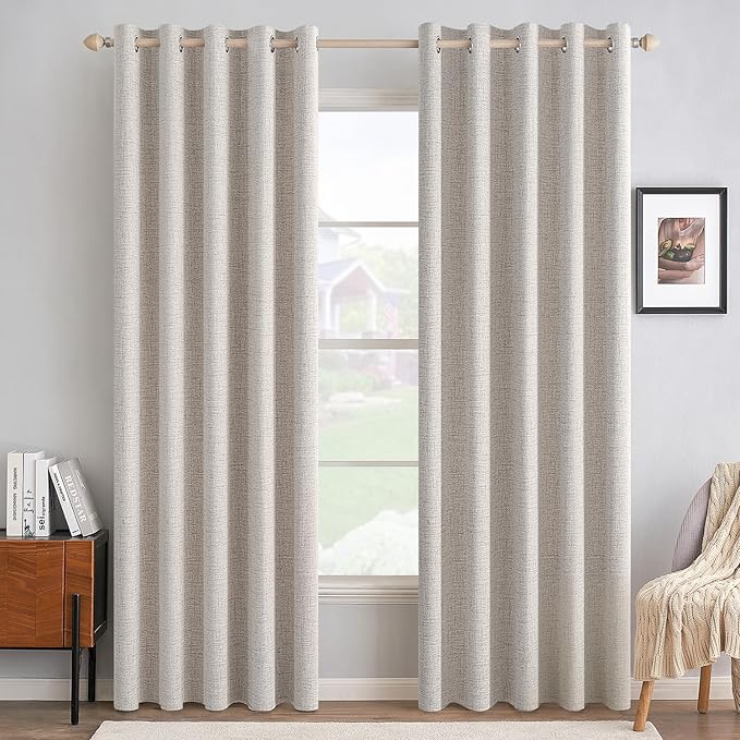 MIULEE 100% Blackout Linen Textured Curtains by MIULEE