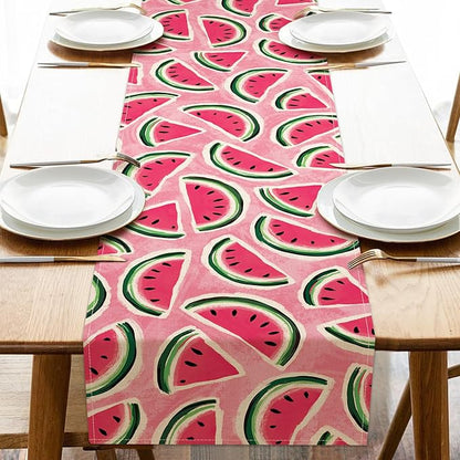 Summer Watermelon Table Runner, Seasonal Indoor Outdoor Home Decor Party Supply by Croar