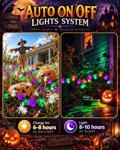 LORRYTE 6Pack 36LED Spider Solar Halloween Lights Outdoor for Garden