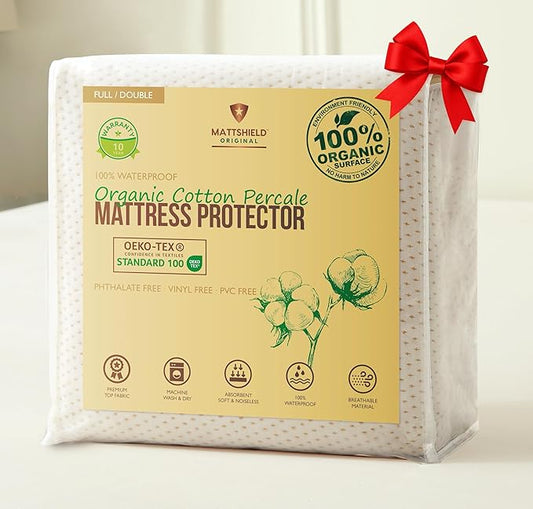 Deluxe Cooling Waterproof Organic Mattress Protector Full by MATTSHIELDORIGINAL