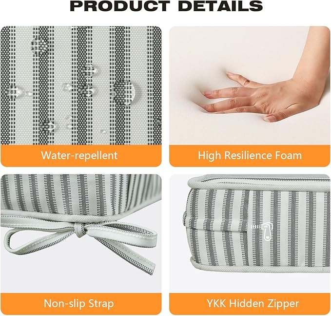 Square Corner Seat Cushions, Indoor Outdoor Water Repellent Universal Chair Pads - Image 4