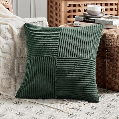 Fancy Homi Set of 2 Dark Green Decorative Throw Pillow Covers 28x28 Inch - Image 2