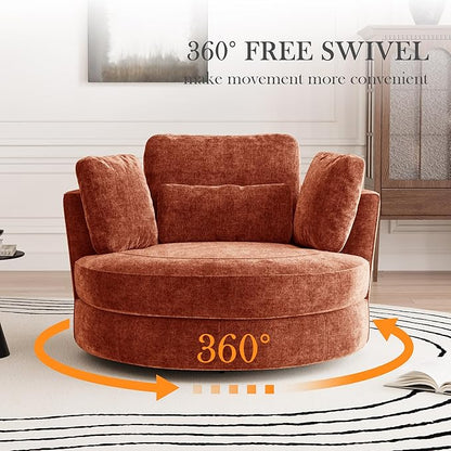 Aoiy & Wifon 50.2'' W Oversized Swivel Barrel Chair, Terracotta Swivel Accent - Image 3