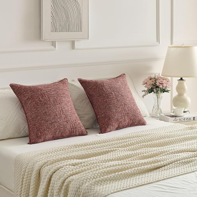 FUTEI Burgundy Decorative Throw Pillow Covers 20x20 Inch Set of 2, Soft - Image 6