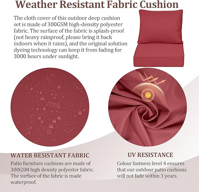 Waterproof Outdoor Chair Cushion Set of 4, Outdoor Cushions - Image 4