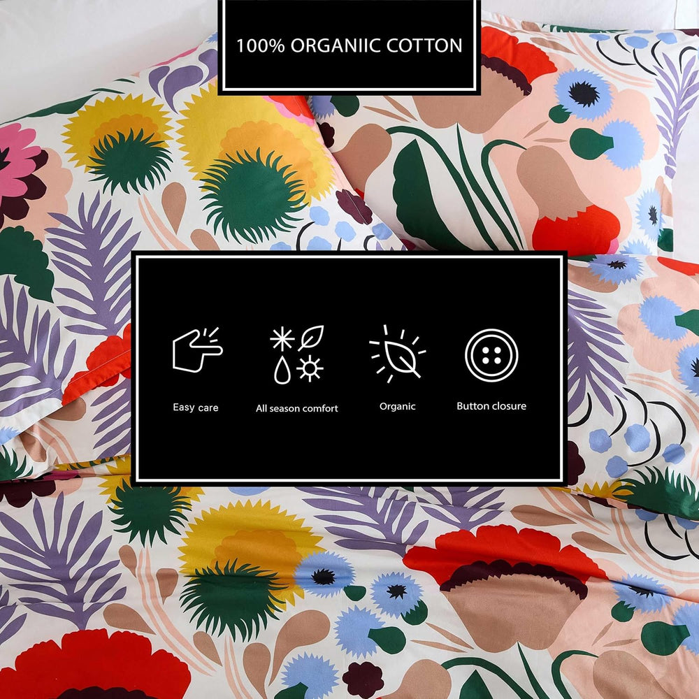 MARIMEKKO - Queen Duvet Cover Set with Shams, Cotton Percale
