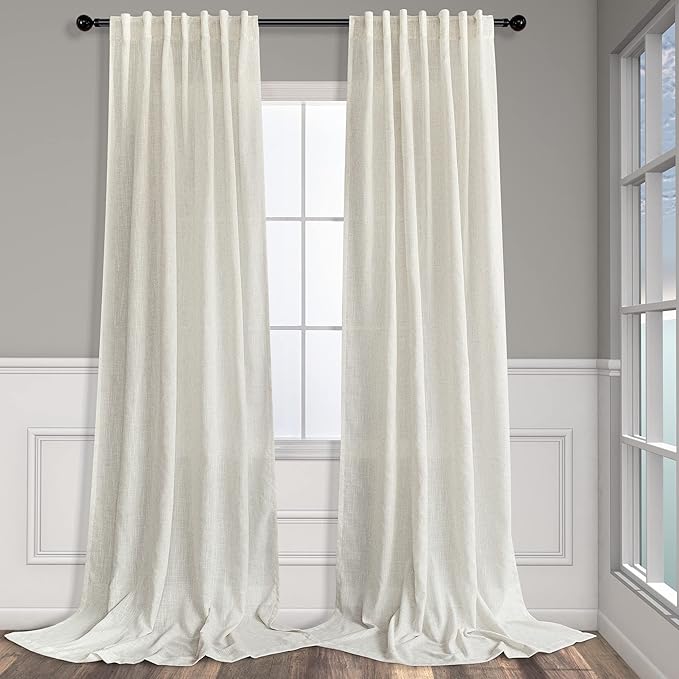 Natural Linen Back Tab Curtains 84 Inch Length by Pitalk