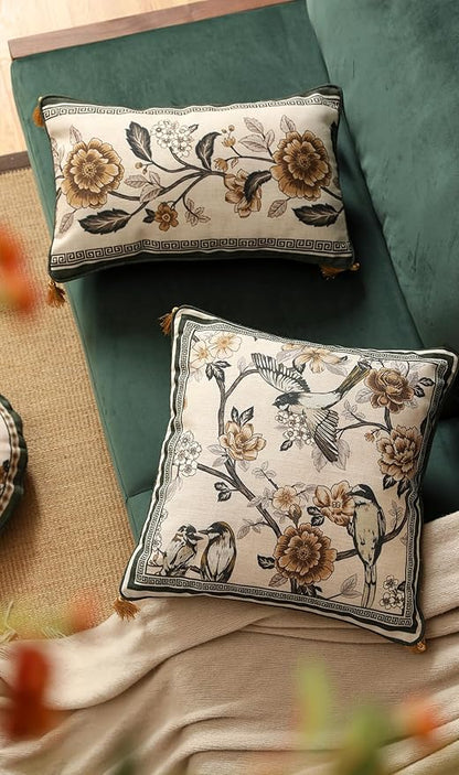 ISAENNE Design Linen Chinoiserie Rectangle Throw Pillow Covers 12"x20" - Image 7