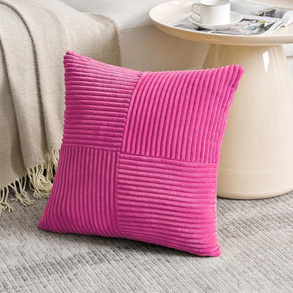 Fancy Homi 2 Packs Hot Pink Decorative Throw Pillow Covers 18x18 Inch - Image 2