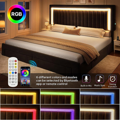 yitahome king size bed frame with adjustable headboard, close-up detail