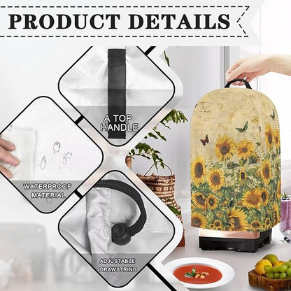 Retro Sunflower Butterfly Blender Cover Stand Mixer Covers Anti Fingerprint - Image 4